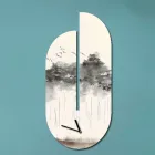 Reloj de Madera con Estampado de Garzas Made in Italy - Palau Viadurini