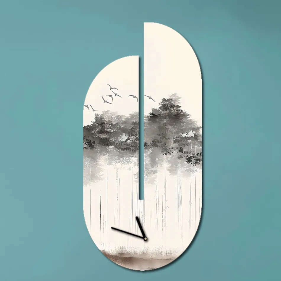 Reloj de Madera con Estampado de Garzas Made in Italy - Palau Viadurini