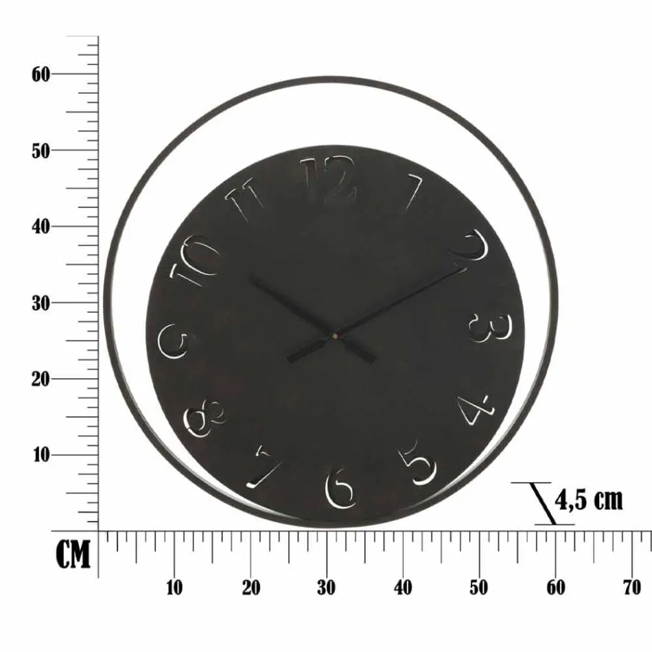 Reloj de pared redondo diámetro 60 cm hierro moderno - Beatrix Viadurini