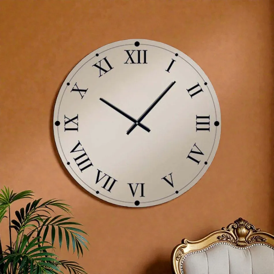 Reloj de pared redondo en cristal espejado Made in Italy - Gear Viadurini