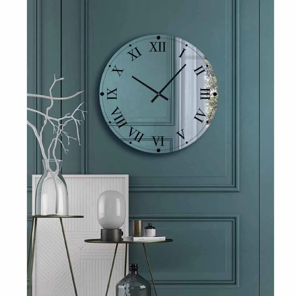 Reloj de pared redondo en cristal espejado Made in Italy - Gear Viadurini