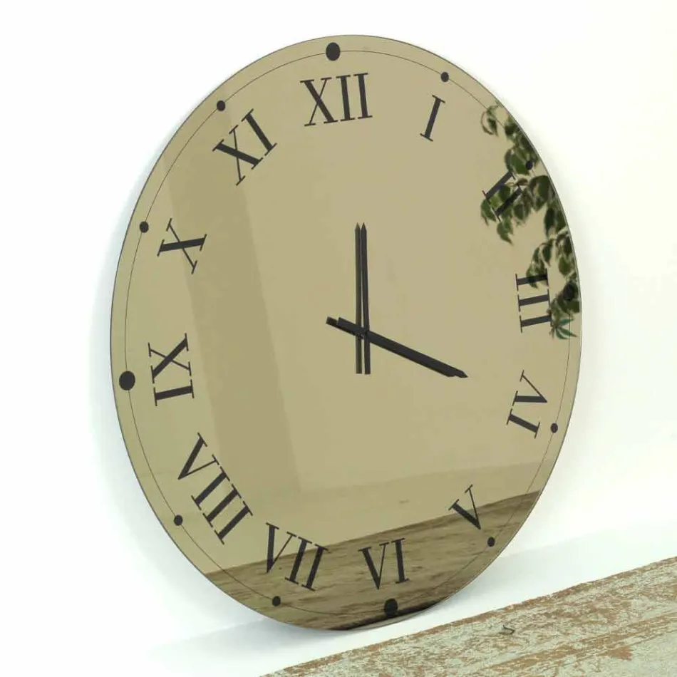 Reloj de pared redondo en cristal espejado Made in Italy - Gear Viadurini