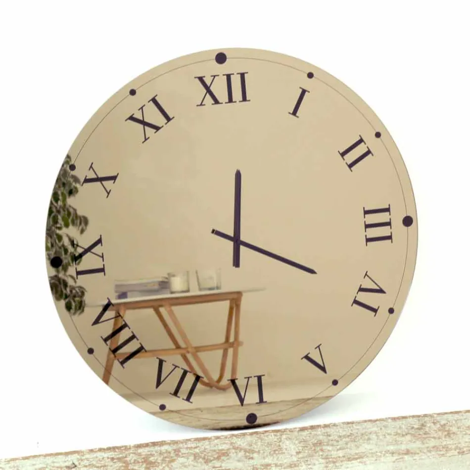 Reloj de pared redondo en cristal espejado Made in Italy - Gear Viadurini