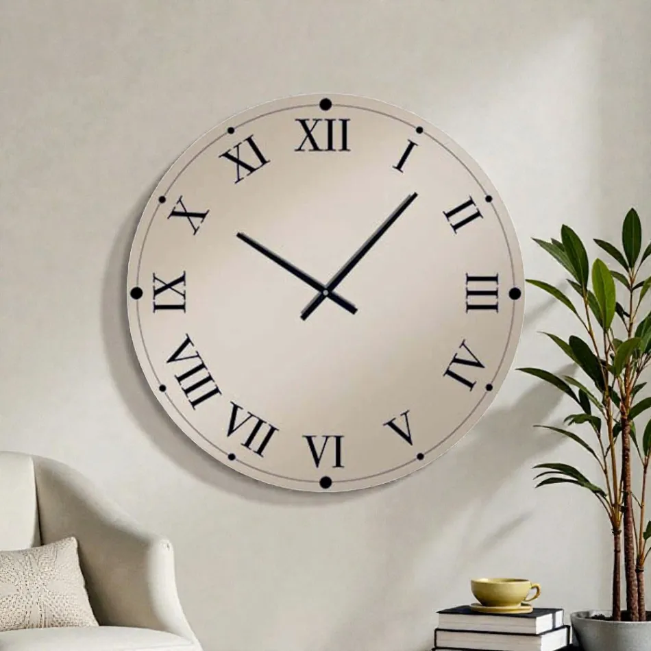 Reloj de pared redondo en cristal espejado Made in Italy - Gear Viadurini