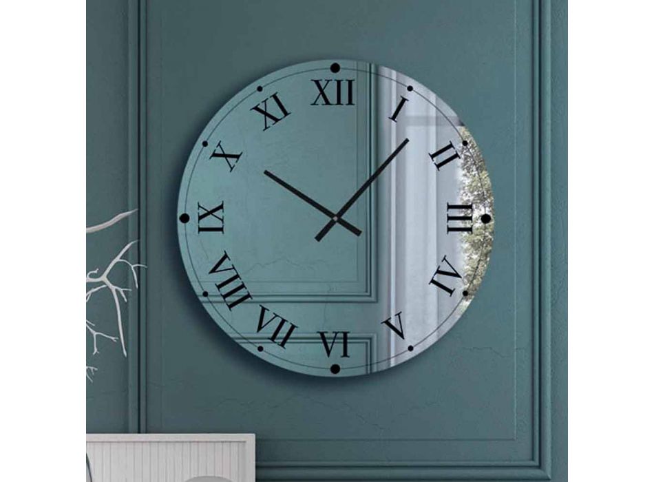 Reloj de pared redondo en cristal espejado Made in Italy - Gear Viadurini