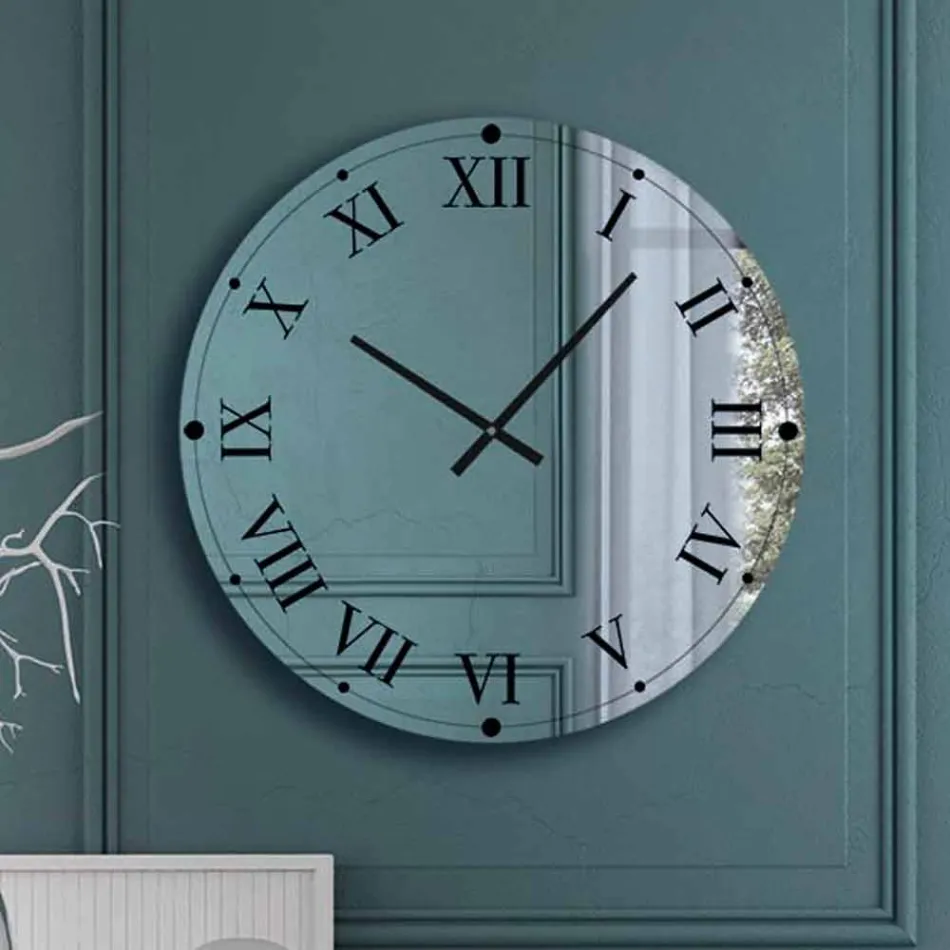 Reloj de pared redondo en cristal espejado Made in Italy - Gear Viadurini