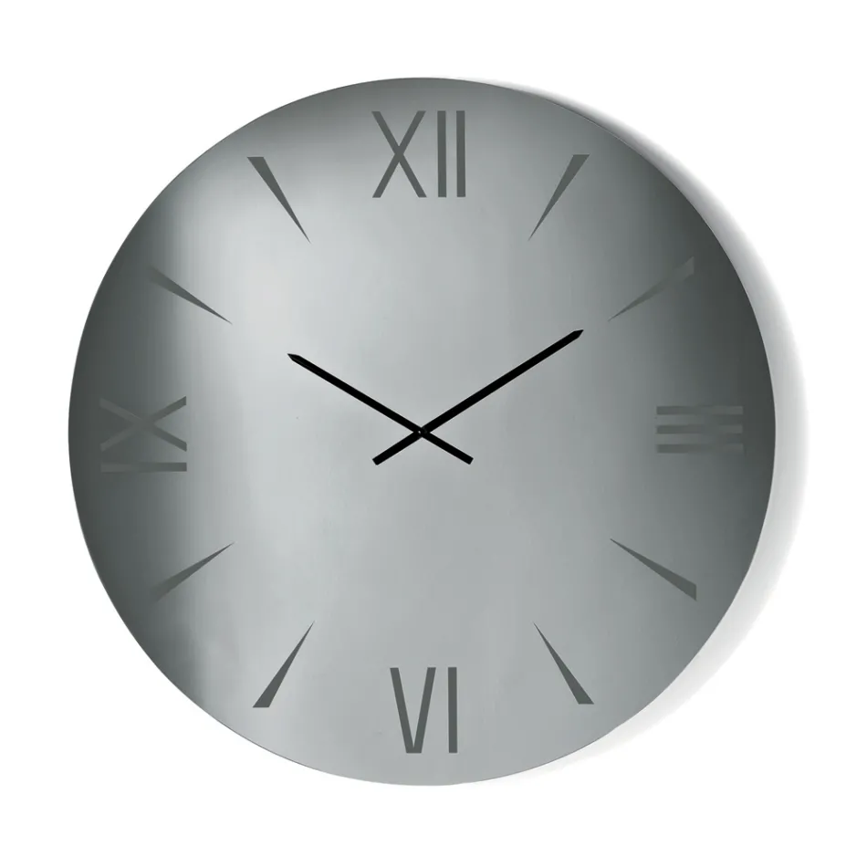 Reloj redondo de cristal espejado con números grabados con láser - Clelia Viadurini