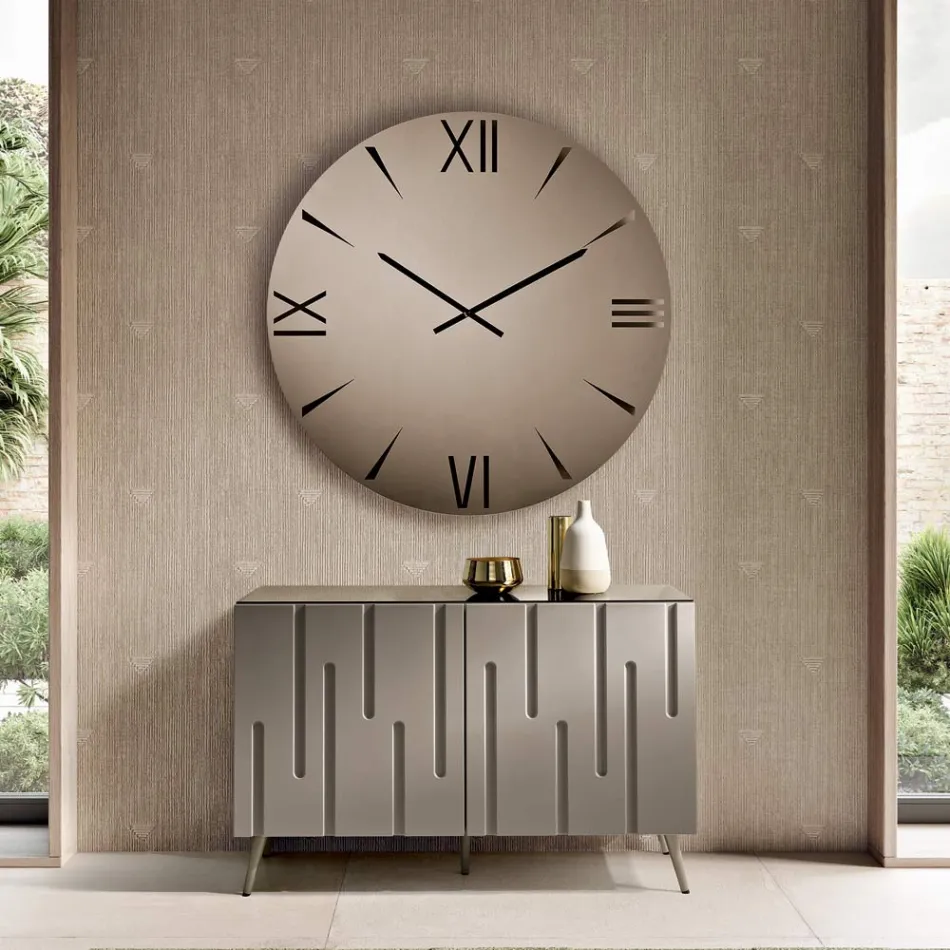 Reloj redondo de cristal espejado con números grabados con láser - Clelia Viadurini