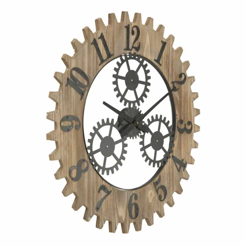 Reloj de pared redondo de diseño moderno en hierro y MDF - Gitta Viadurini