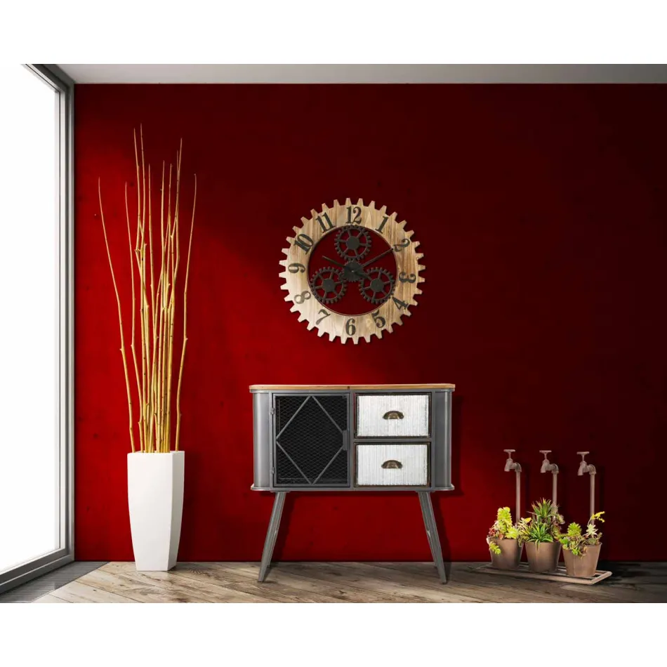 Reloj de pared redondo de diseño moderno en hierro y MDF - Gitta Viadurini