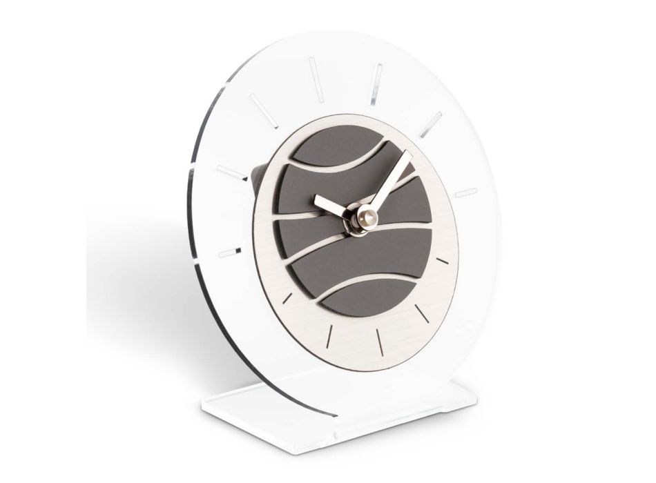 Reloj de Mesa Redondo de Metacrilato Transparente Made in Italy - Strange Viadurini
