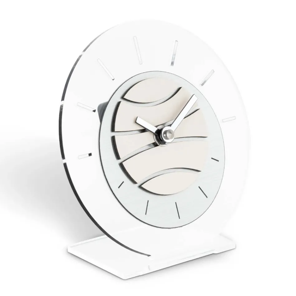 Reloj de Mesa Redondo de Metacrilato Transparente Made in Italy - Strange Viadurini