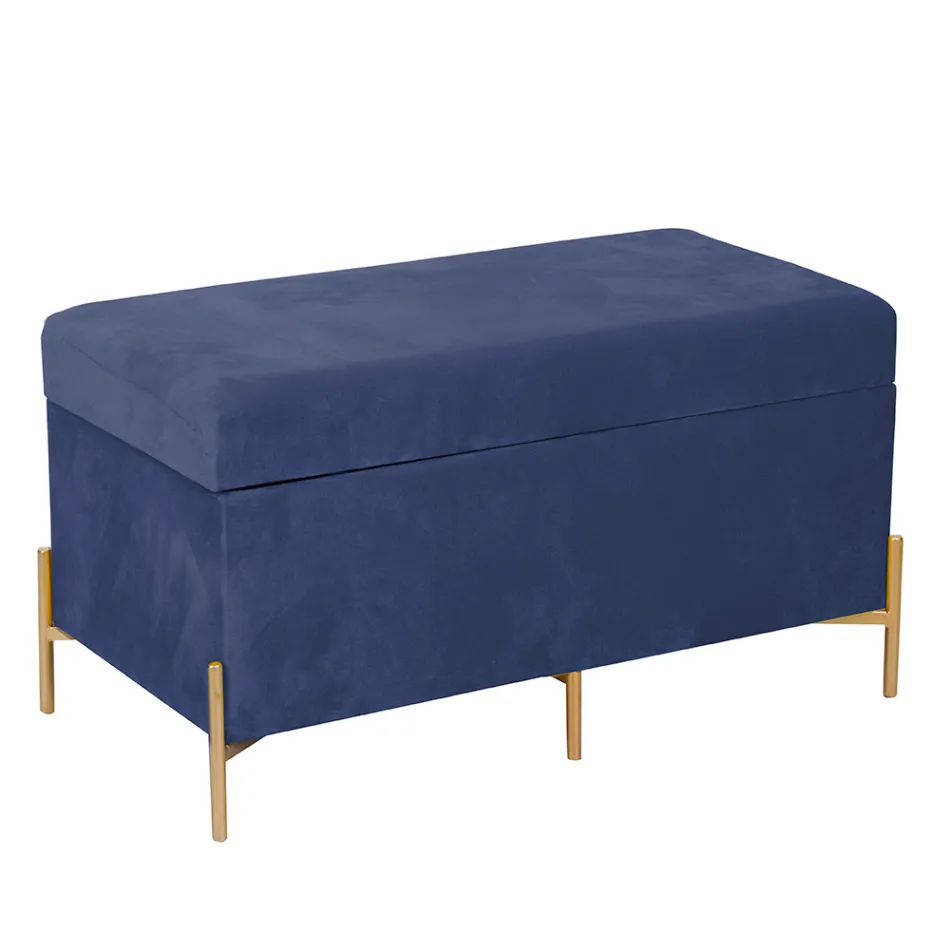 Banco con Contenedor en Metal y Terciopelo de Diferentes Acabados - Faro Viadurini