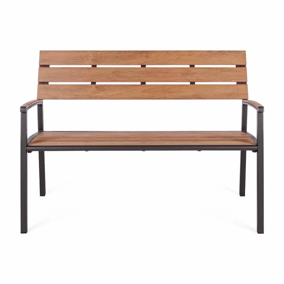 Banco de jardín con estructura en aluminio antracita, Homemotion - Isotta Viadurini