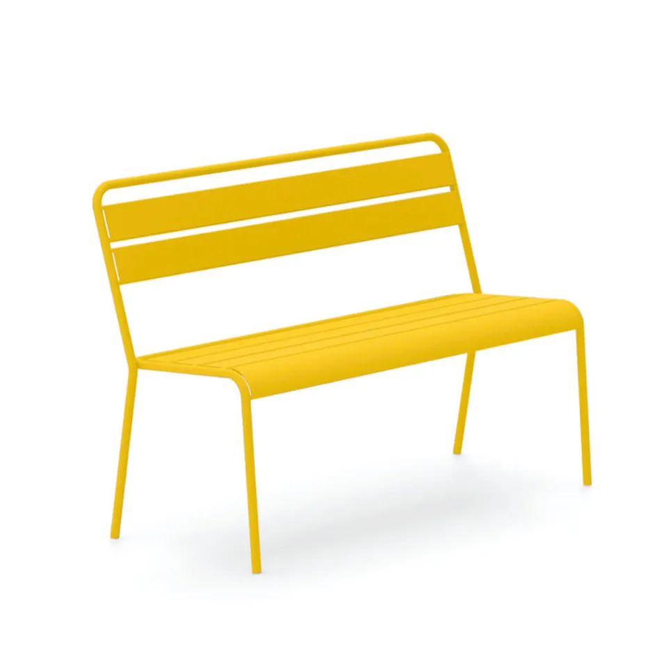 Banco de jardín apilable con estructura de acero galvanizado Made in Italy - Ralph Viadurini
