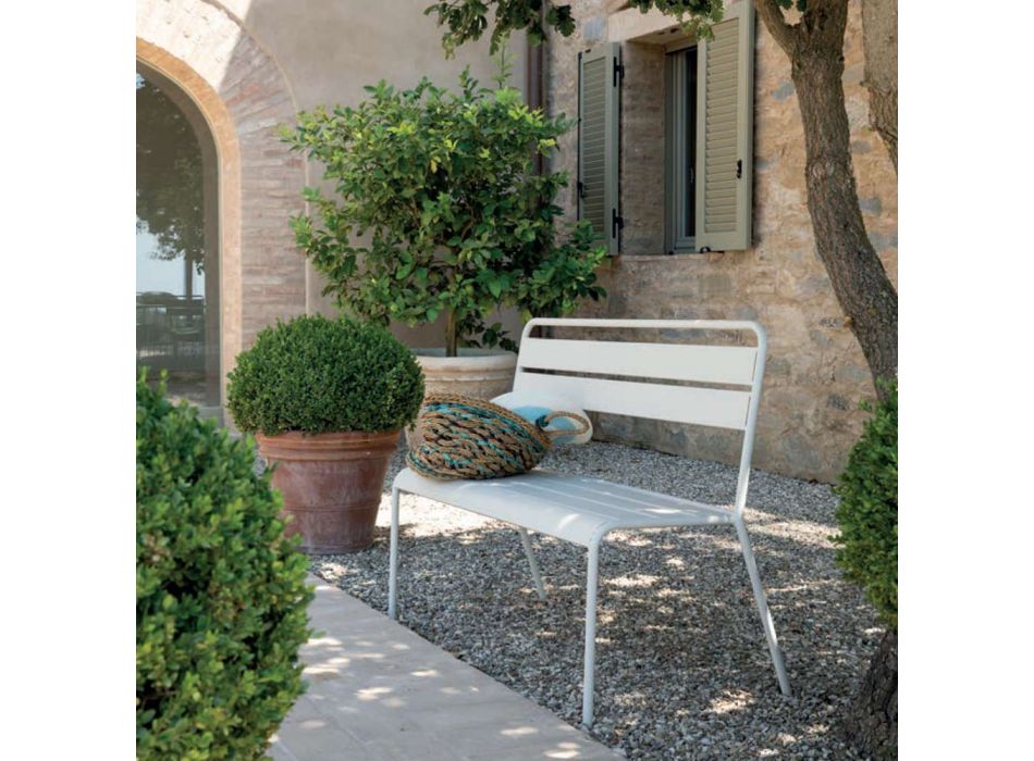 Banco de jardín apilable con estructura de acero galvanizado Made in Italy - Ralph Viadurini