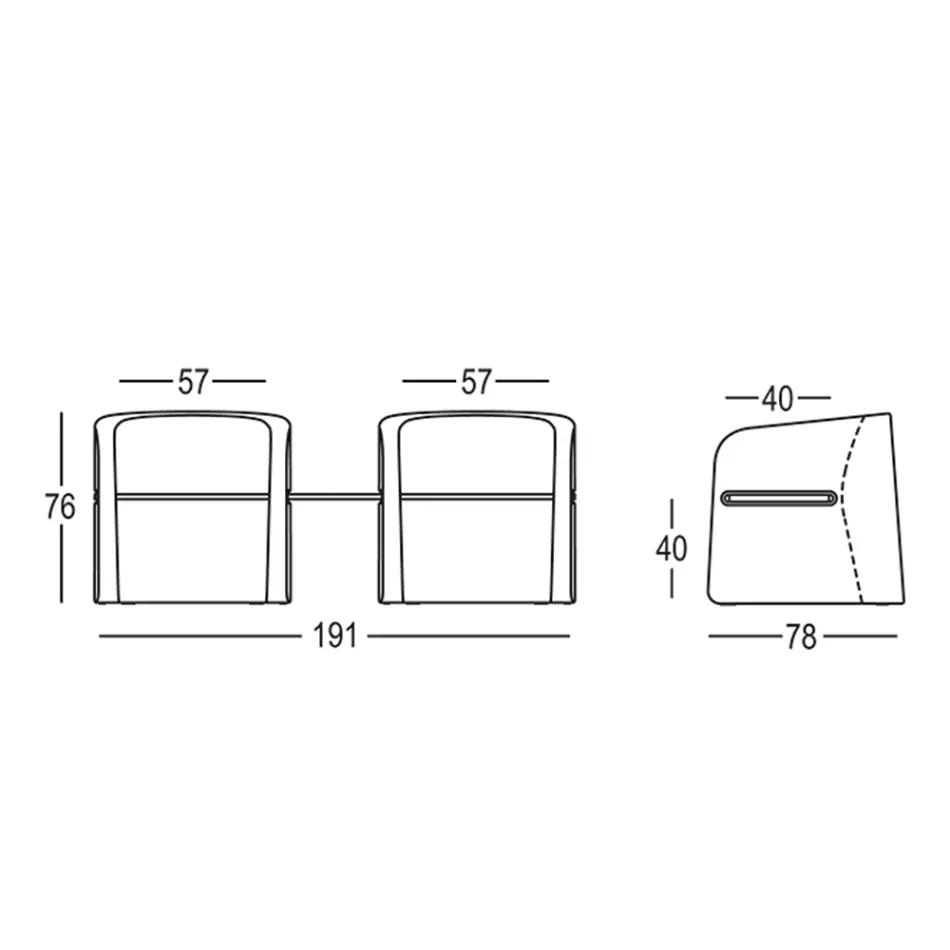 Banco de jardín en polietileno y madera de abedul Made in Italy - Talula Viadurini