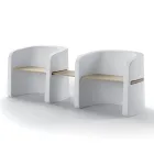 Banco de jardín en polietileno y madera de abedul Made in Italy - Talula Viadurini