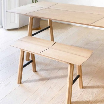 Banco de diseño moderno en madera de fresno con asiento chapado - Andria