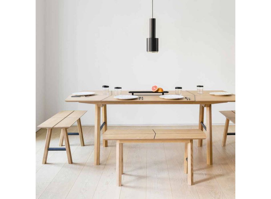 Banco de diseño moderno en madera de fresno con asiento chapado - Andria Viadurini
