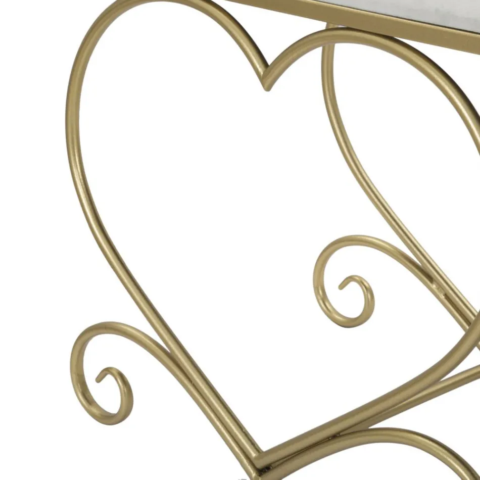 Banco de Hierro Dorado con Asiento Acolchado y Tapizado en Tela - Alchimia Viadurini