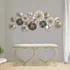 Banco de Hierro Dorado con Asiento Acolchado y Tapizado en Tela - Alchimia Viadurini