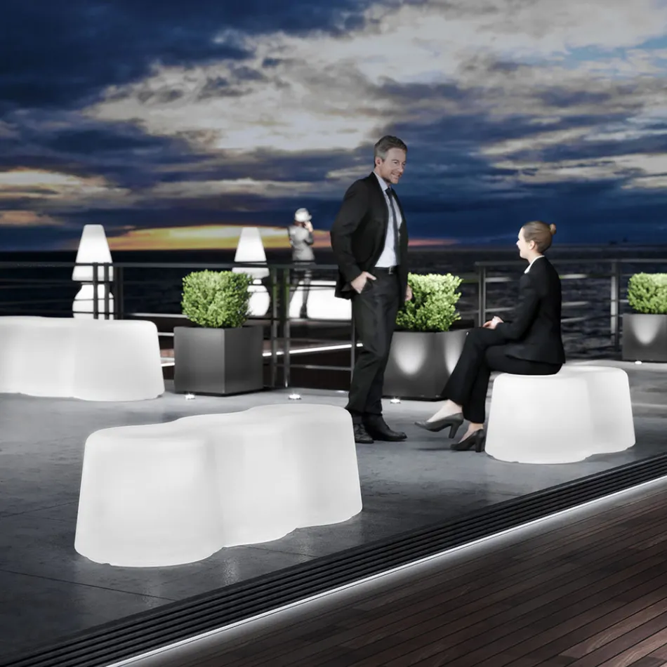 Banco de exterior ondulado en polietileno Made in Italy - Brenda Viadurini