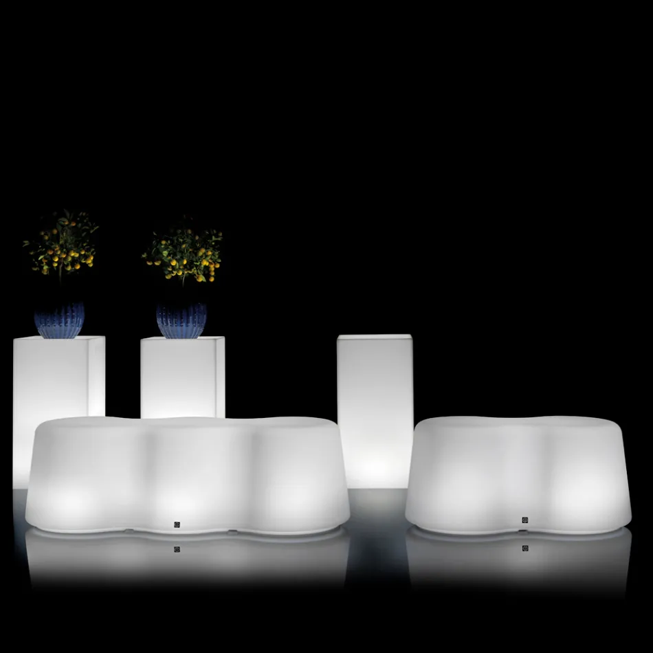 Banco luminoso de exterior ondulado en polietileno Made in Italy - Brenda Viadurini