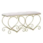 Banco de hierro dorado con asiento acolchado tapizado en tela - Alchimia Viadurini