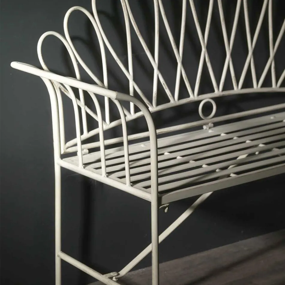 Banco de jardín de 2 plazas en metal acabado marfil - Pegamento Viadurini