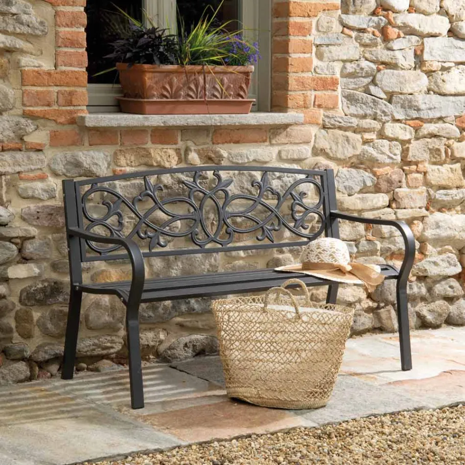 Banco de jardín de metal con diferentes acabados - Grapadora Viadurini