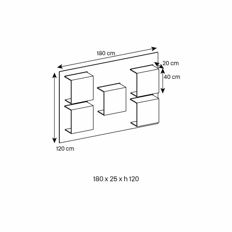 Panel de pared en madera de nogal canaletto y estantes de vidrio 2 tamaños - albahaca Viadurini