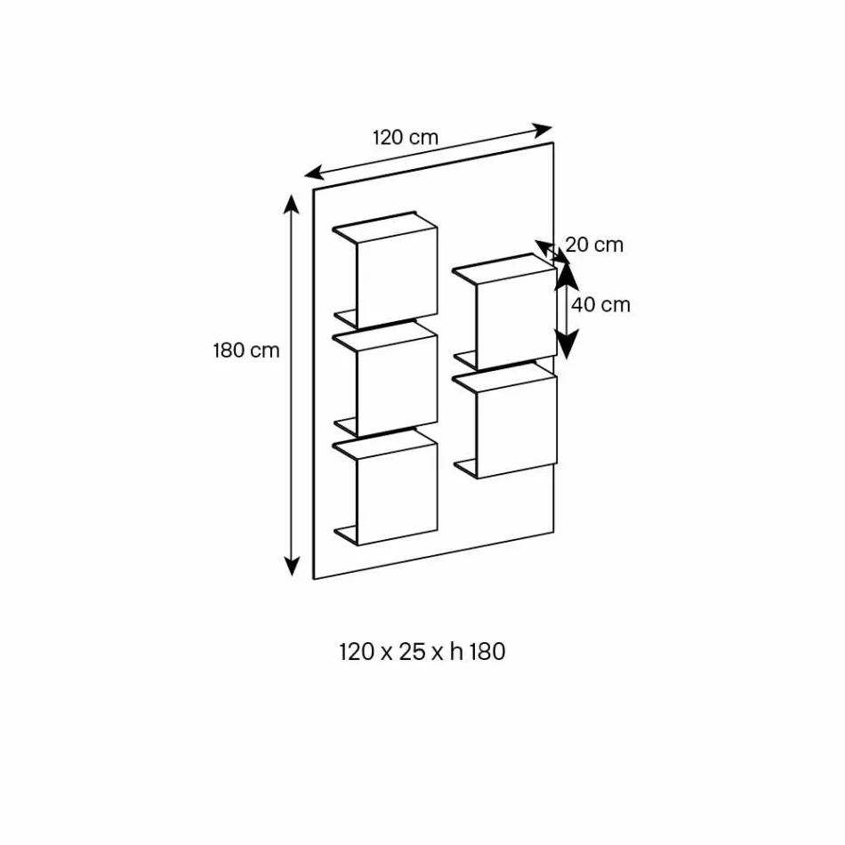 Panel de pared en madera de nogal canaletto y estantes de vidrio 2 tamaños - albahaca Viadurini