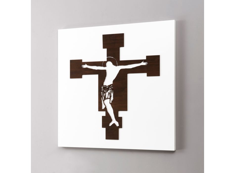 Panel Blanco con Representación del Crucifijo Made in Italy - Airi Viadurini