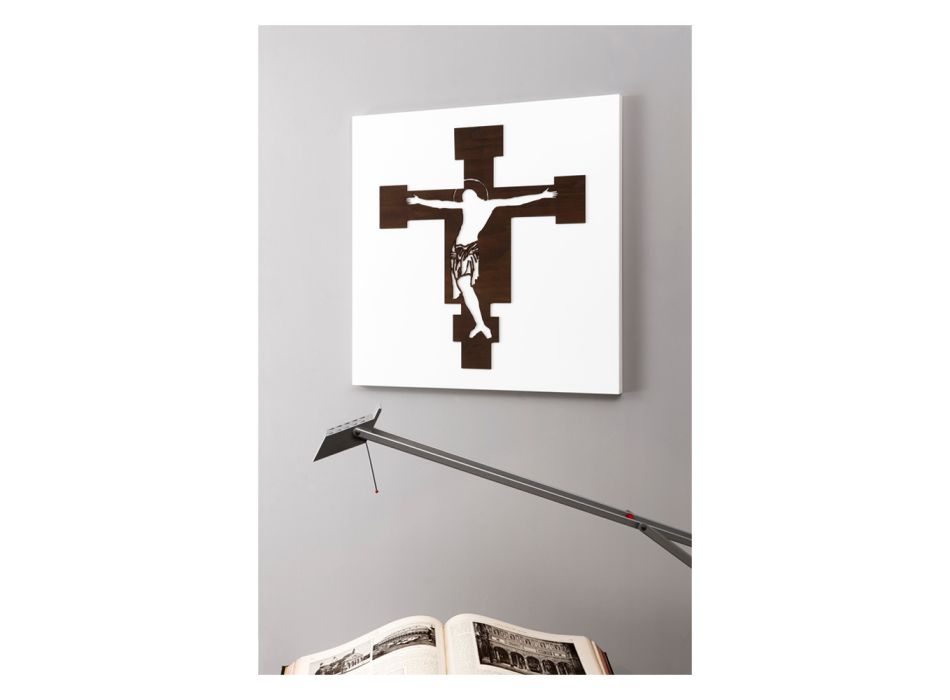 Panel Blanco con Representación del Crucifijo Made in Italy - Airi Viadurini
