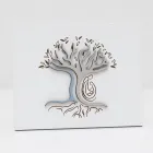 Panel blanco grabado con láser con árbol y familia Made in Italy - Helga Viadurini