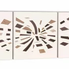 Panel de pared decorativo en lienzo con inserciones de madera Made in Italy - Beatris Viadurini