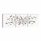 Panel de pared decorativo en lienzo con inserciones de madera Made in Italy - Beatris Viadurini