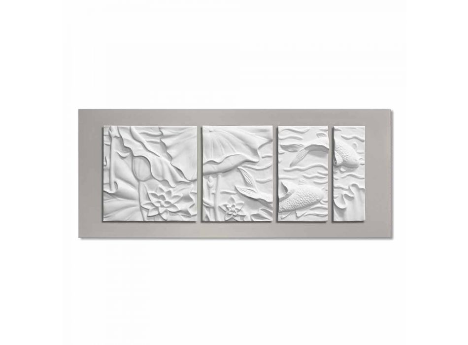 Panel decorativo de pared Diseño moderno Cerámica blanca y gris - Giappoko Viadurini