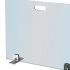 Parachispas de cristal templado y patas de acero Made in Italy - Volumen Viadurini