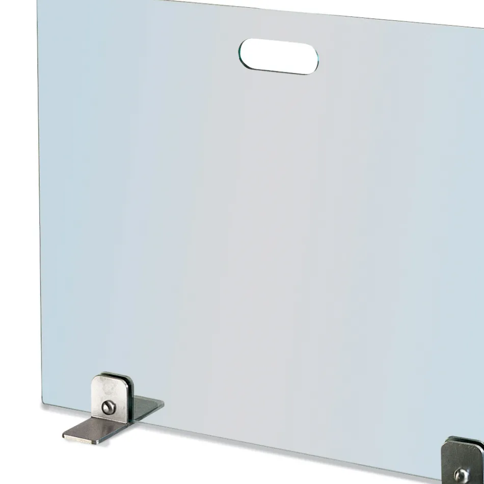 Parachispas de cristal templado y patas de acero Made in Italy - Volumen Viadurini