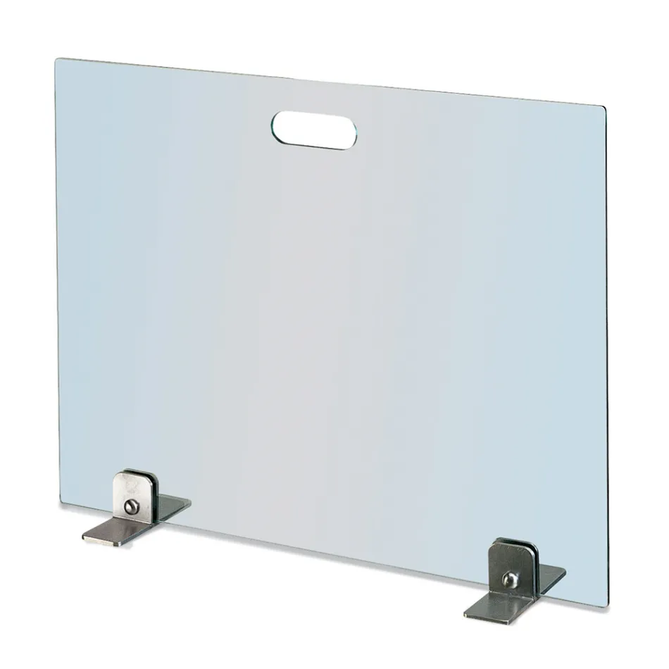 Parachispas de cristal templado y patas de acero Made in Italy - Volumen Viadurini