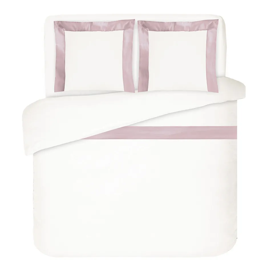 Juego de funda nórdica 100 % algodón y 10 % satén de algodón con 2 fundas de almohada - Detalle Viadurini