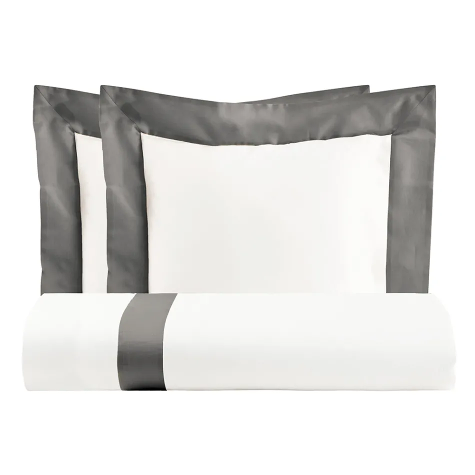 Juego de funda nórdica 100 % algodón y 10 % satén de algodón con 2 fundas de almohada - Detalle Viadurini