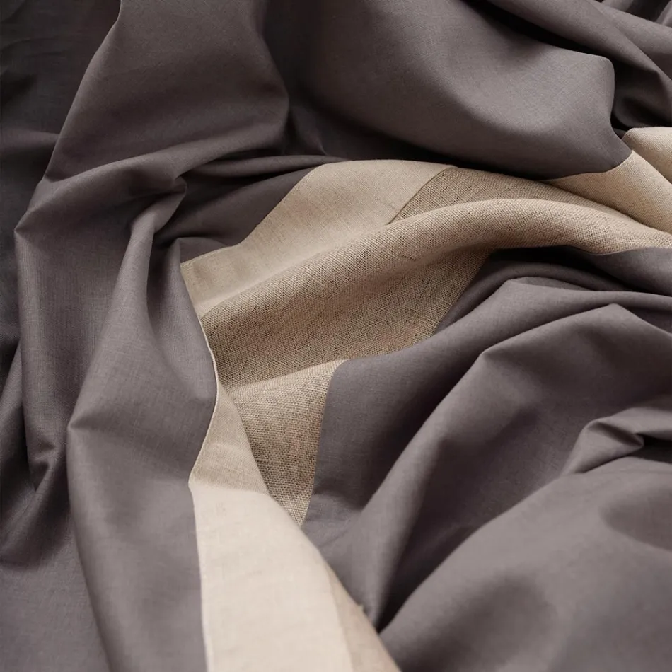 Juego de funda nórdica 90% algodón y 10% lino con 2 fundas de almohada fabricado en Italia - Nestlé Viadurini