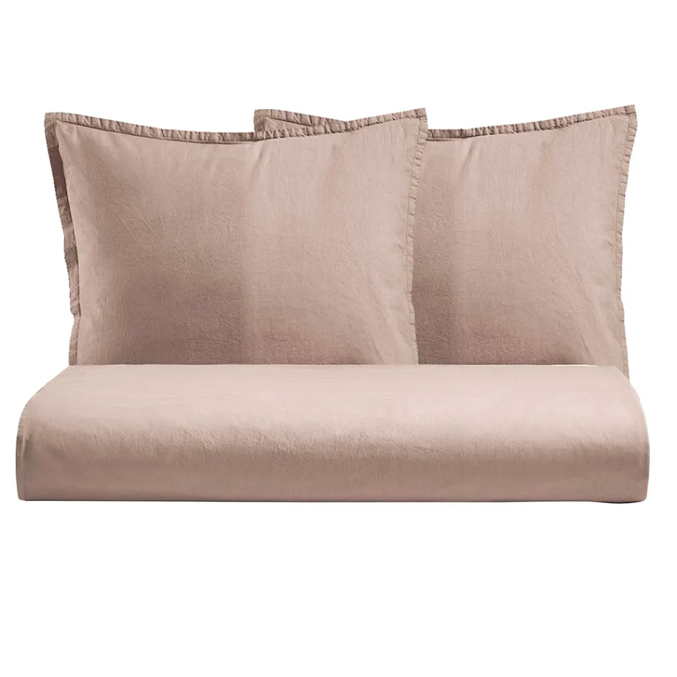 Juego de funda nórdica doble de puro algodón teñido en prenda con 2 fundas de almohada - Delicacy Viadurini