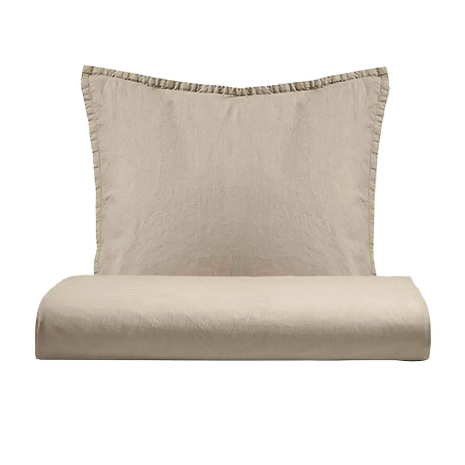 Juego de funda nórdica individual en puro algodón teñido en prenda con 1 funda de almohada - Delicacy Viadurini