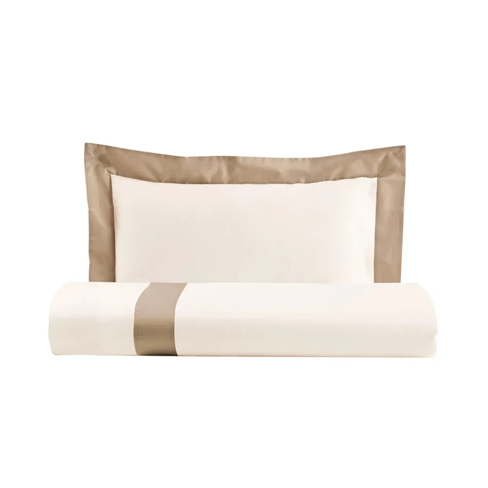 Juego de funda nórdica de una plaza y media en 100% algodón y 10% satén de algodón - Detalle Viadurini