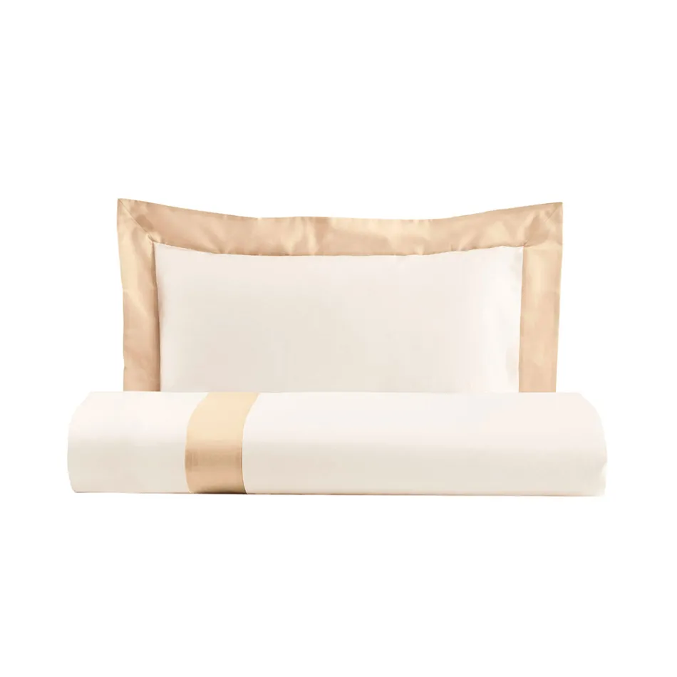 Juego de funda nórdica de una plaza y media en 100% algodón y 10% satén de algodón - Detalle Viadurini