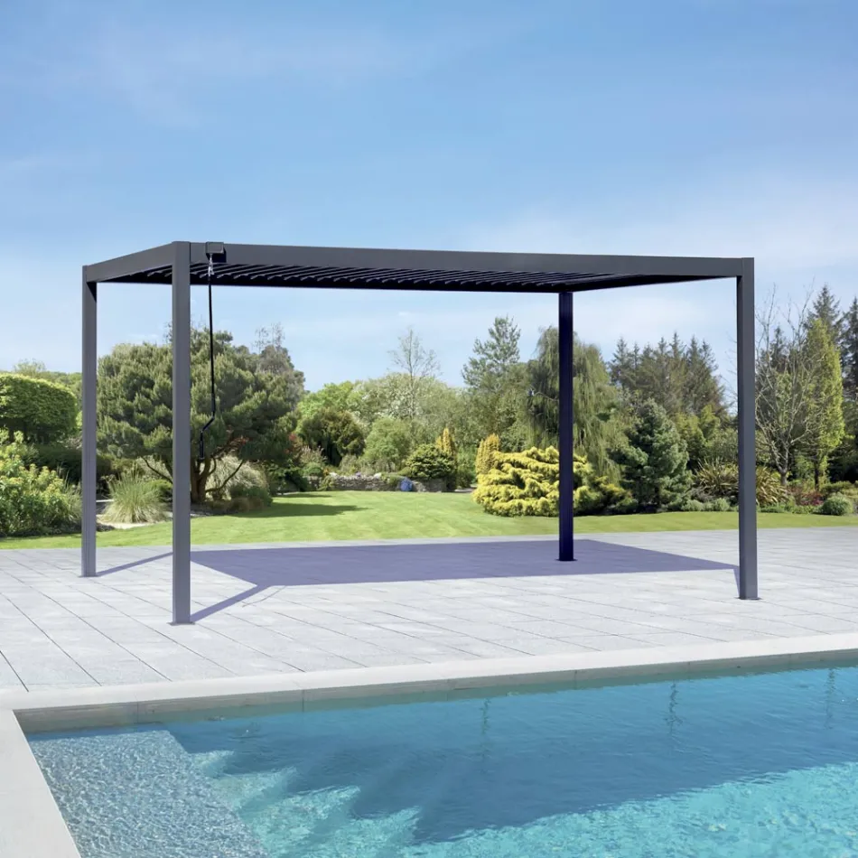 Pérgola de aluminio antracita con techo orientable - Vitta Viadurini